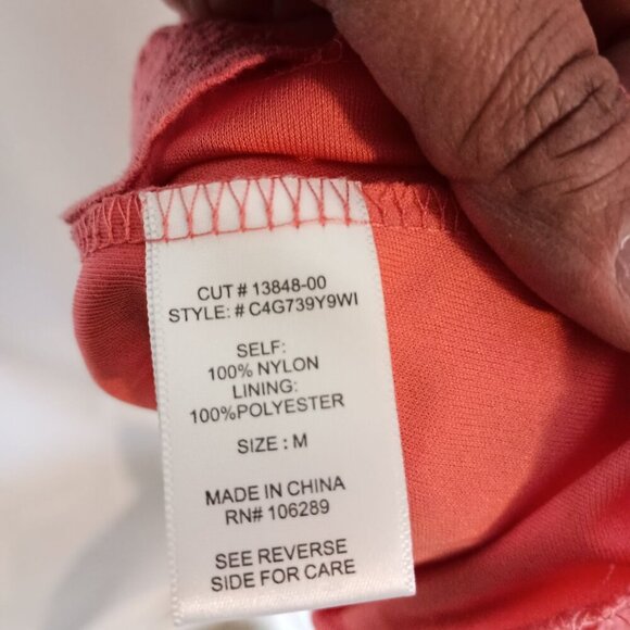 Trixxi Coral Pink Open Back Tiered Dress M NWT Embroidery Adjustable Straps - Picture 5 of 8